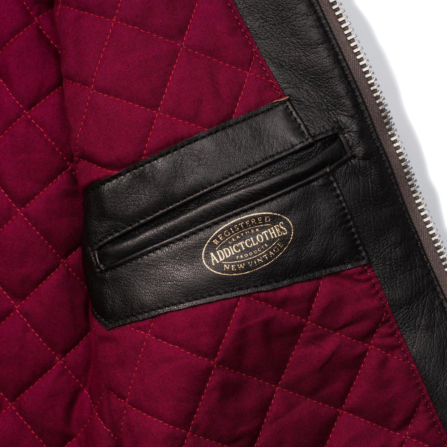 Addict AD-01 Sheepskin Leather Jacket Black - Image 4