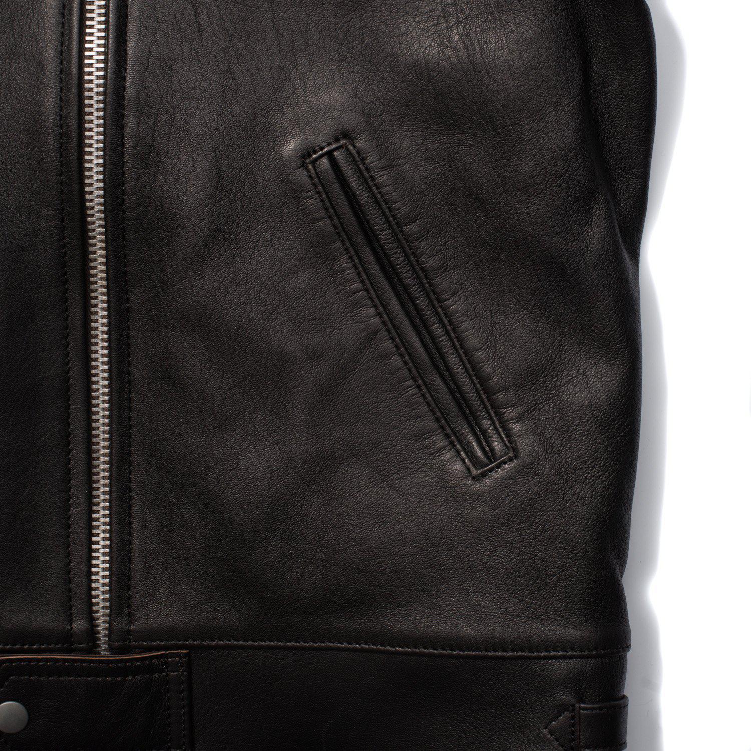 Addict AD-01 Sheepskin Leather Jacket Black - Image 6