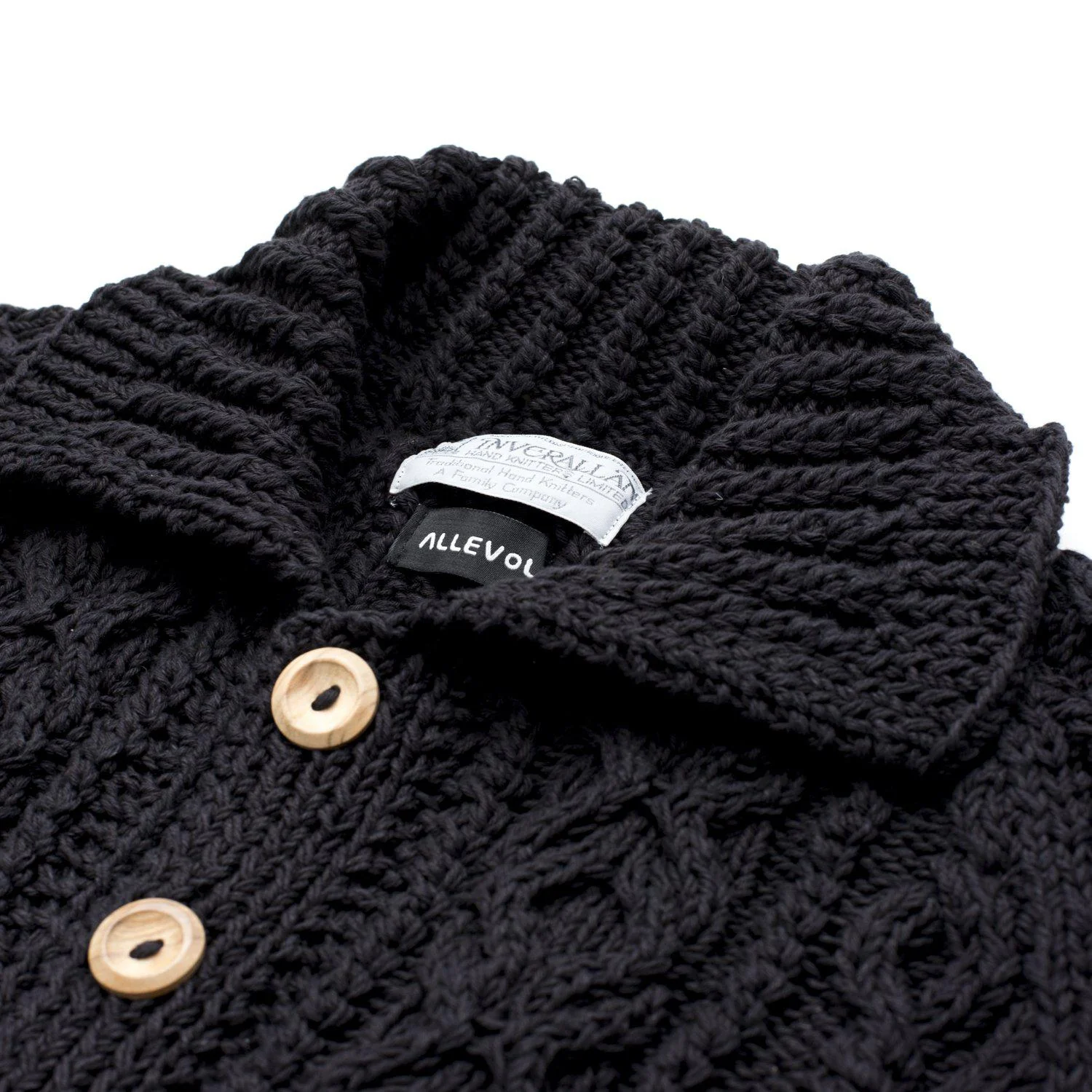 Allevol x Inverallan Cable Knit Cardigan 3A Black - Image 3