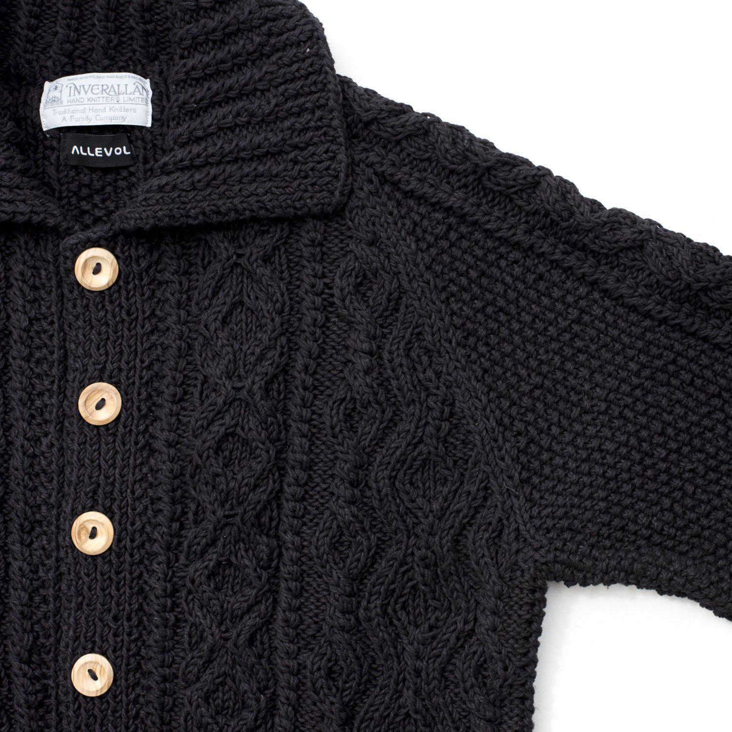 Allevol x Inverallan Cable Knit Cardigan 3A Black - Image 4