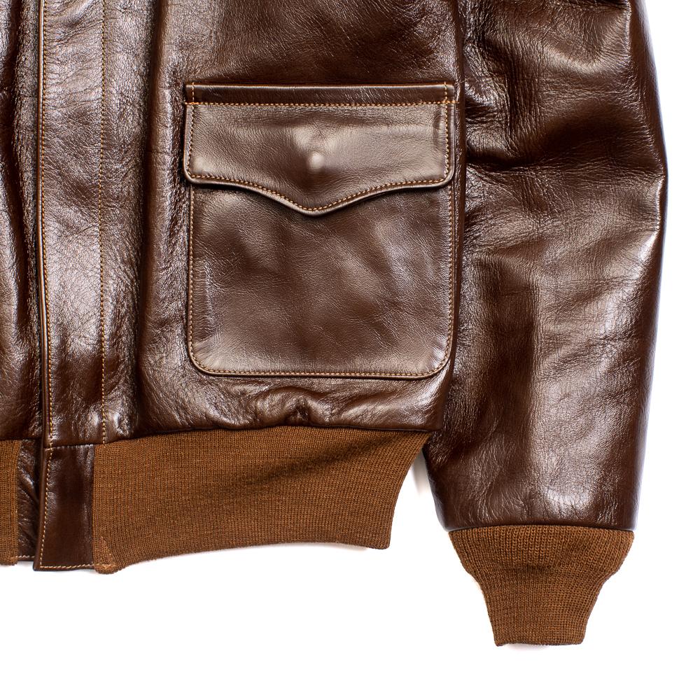 Buzz Rickson's Type A-2 Rough Wear 23380 No Stencil Leather Jacket Seal Brown - Image 3