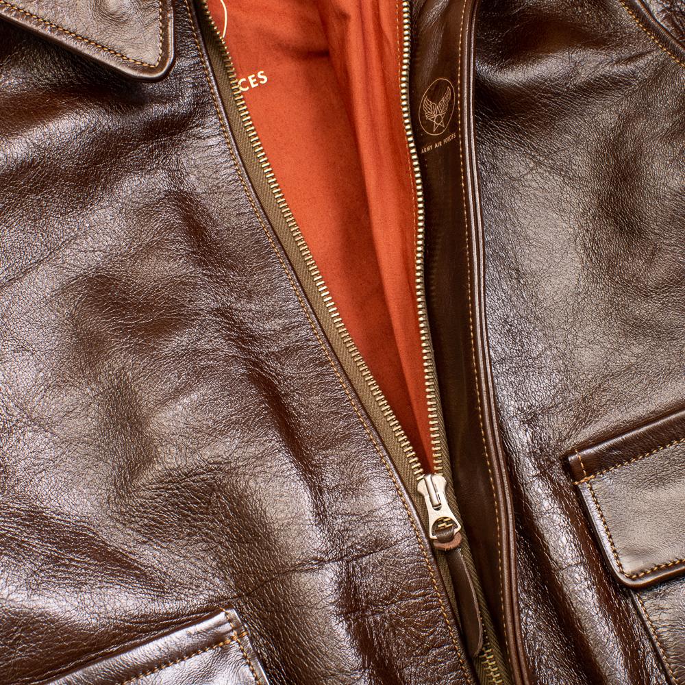 Buzz Rickson's Type A-2 Rough Wear 23380 No Stencil Leather Jacket Seal Brown - Image 6