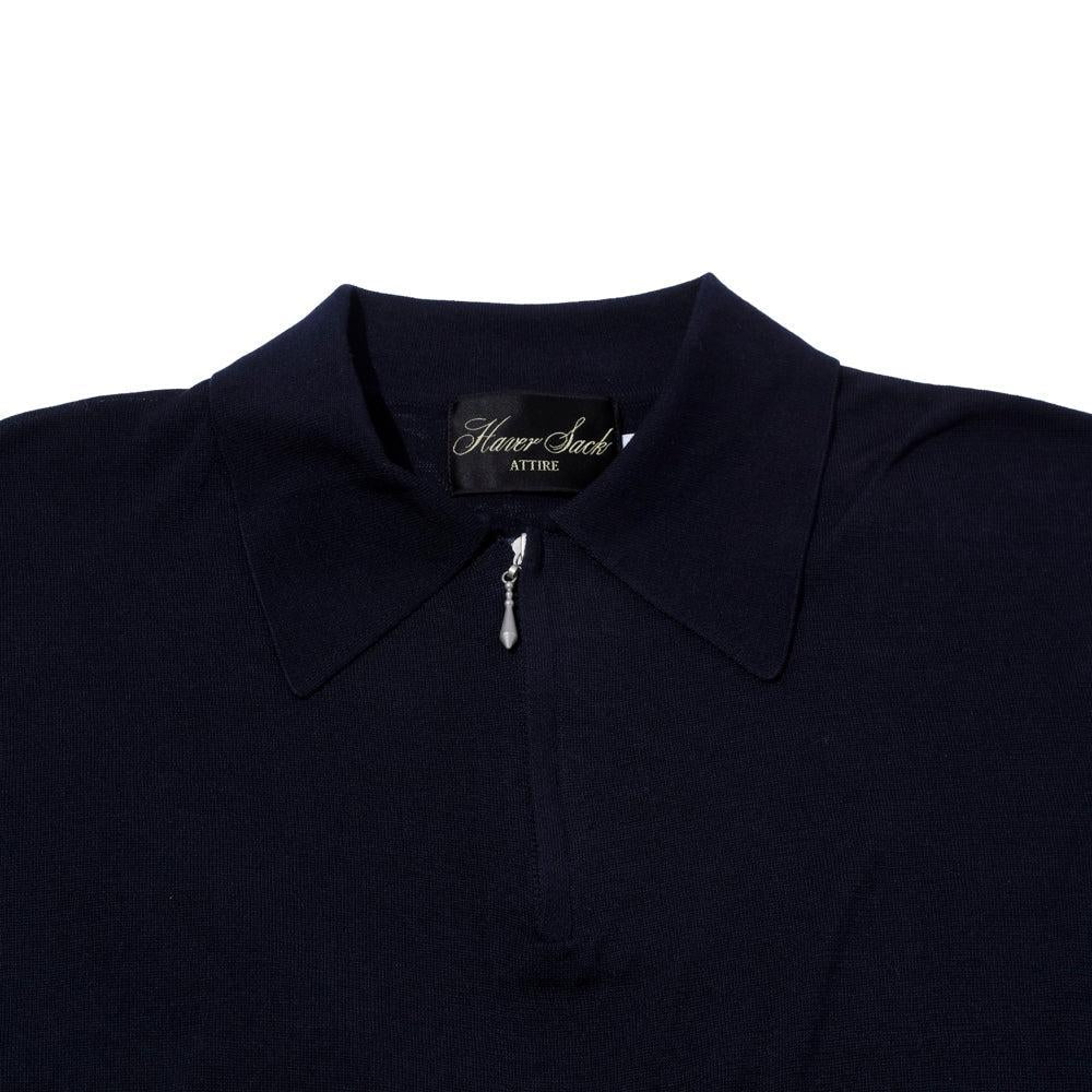 Haversack Zip Knit Polo Navy - Image 3