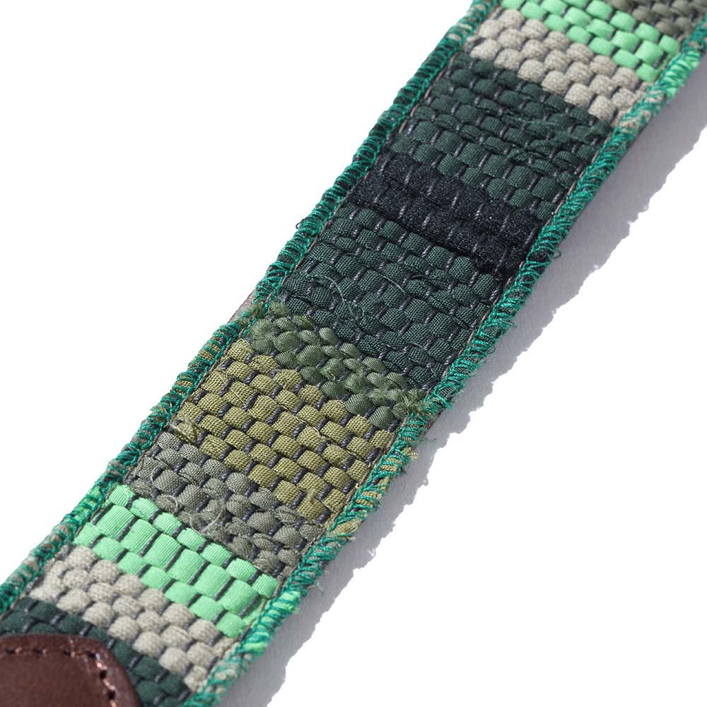 KUON Leather Belt Sakiori Trim Brown/Forest Green - Image 5
