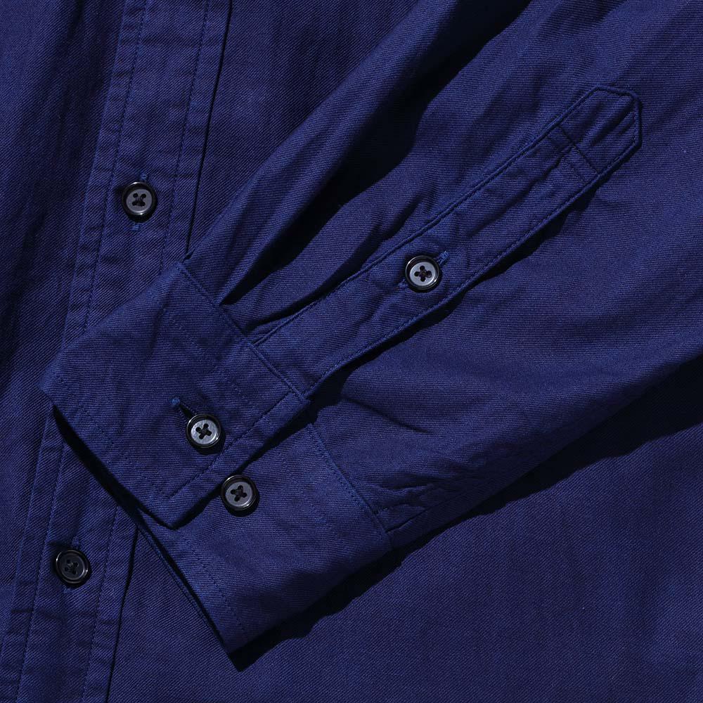 KUON Regular Collar Shirt Aizome Indigo Blue - Image 4