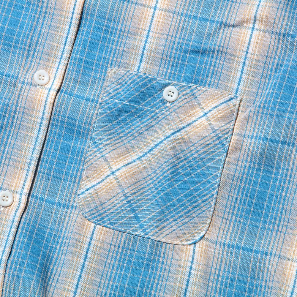 The Real McCoy's 8HU Ombre Check Summer Flannel Shirt Turquoise - Image 3