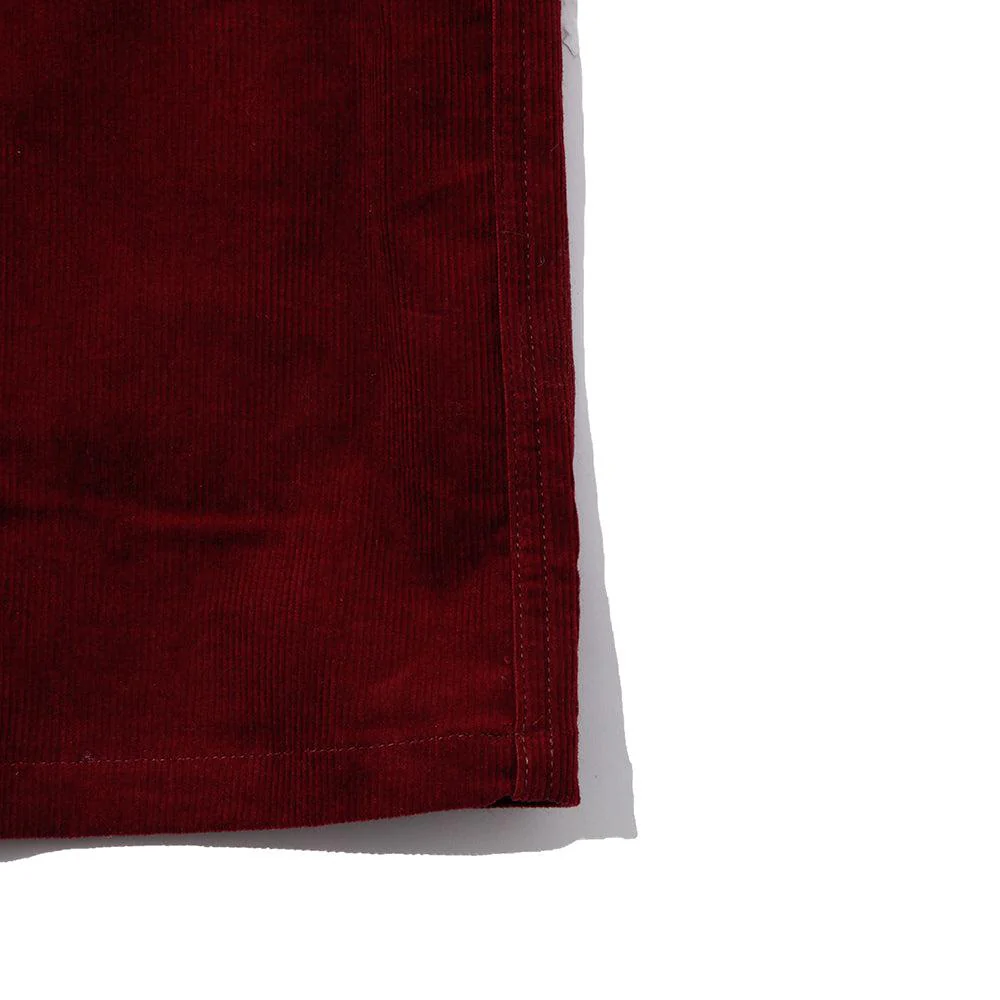 The Real McCoy's Corduroy Open Collar Shirt Burgundy - Image 3