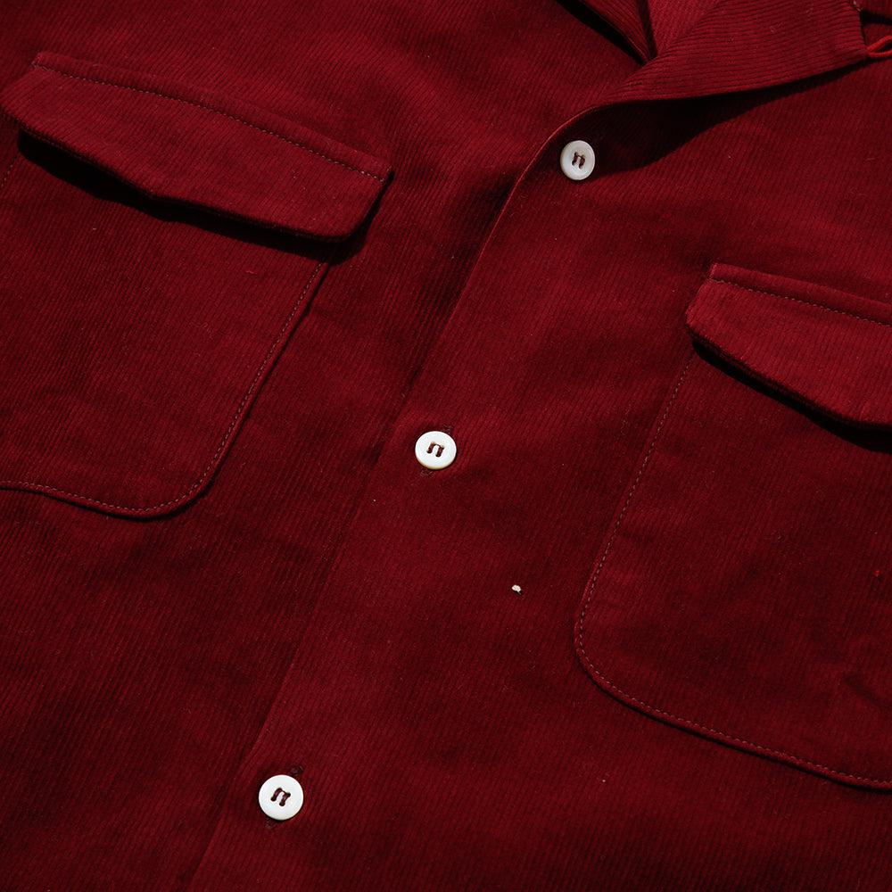 The Real McCoy's Corduroy Open Collar Shirt Burgundy - Image 4