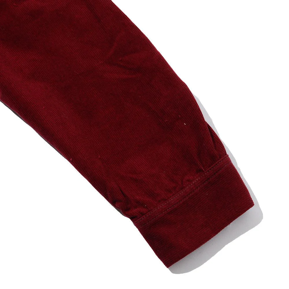 The Real McCoy's Corduroy Open Collar Shirt Burgundy - Image 5
